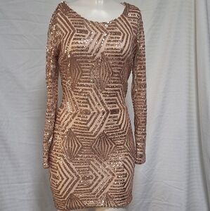 Xtaren- Rose Gold Sequin Mini Dress- Size S